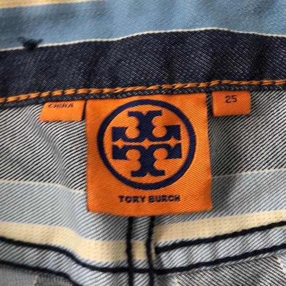 NWOT Tory Burch Women's Blue Super Skinny Striped - Picture 4 of 10